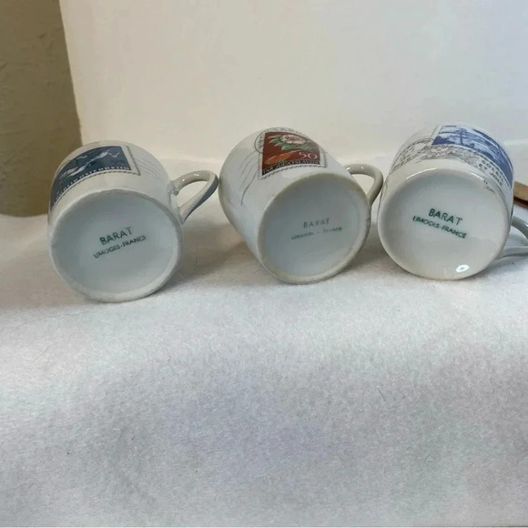 Set 3 Barat Limoges France Stamp Print Demitasse Espresso Cups 2 Inch Zurich - Picture 10 of 14